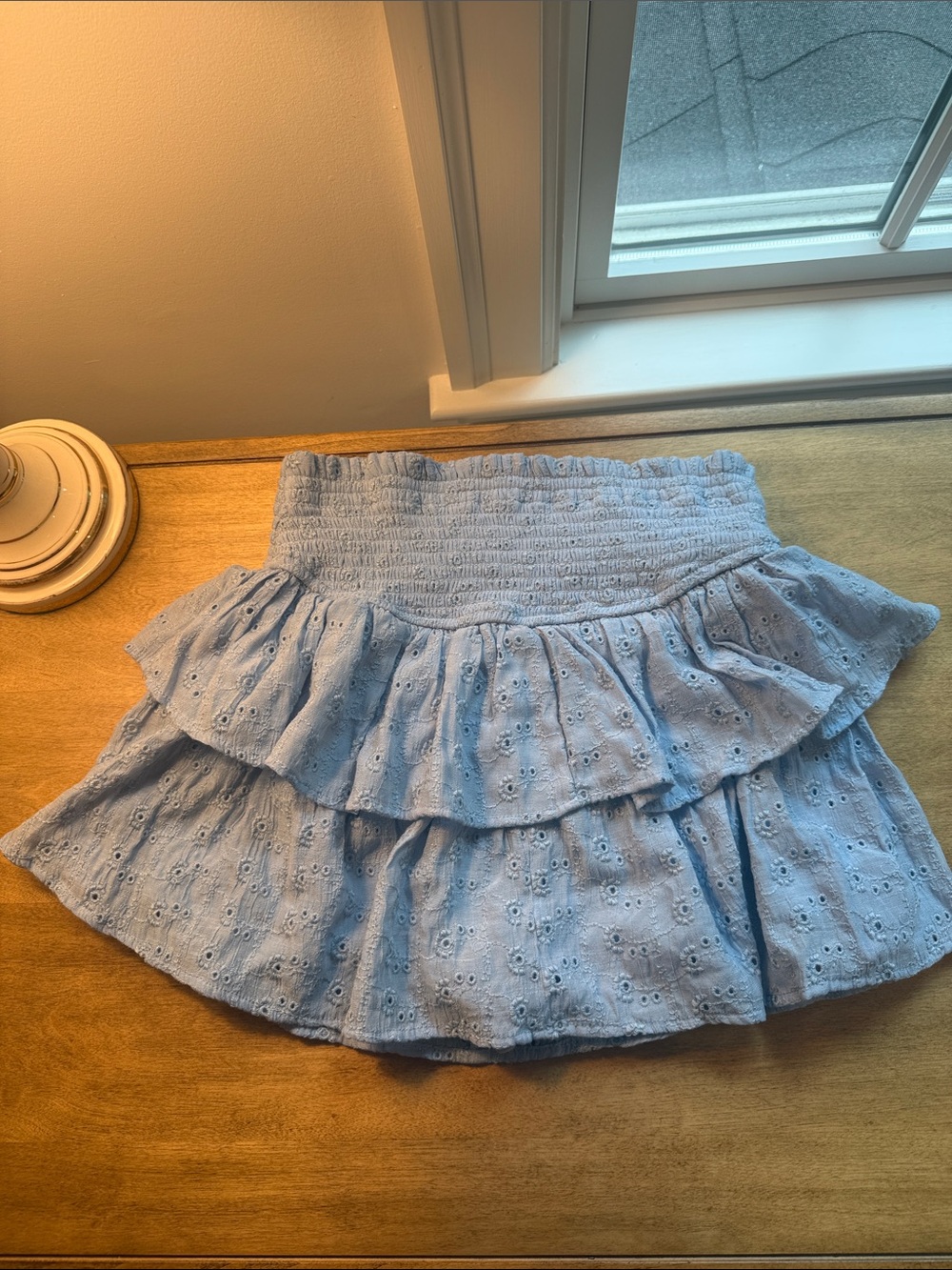 Altar'd State Light Blue Tiered Eyelet Mini Skort